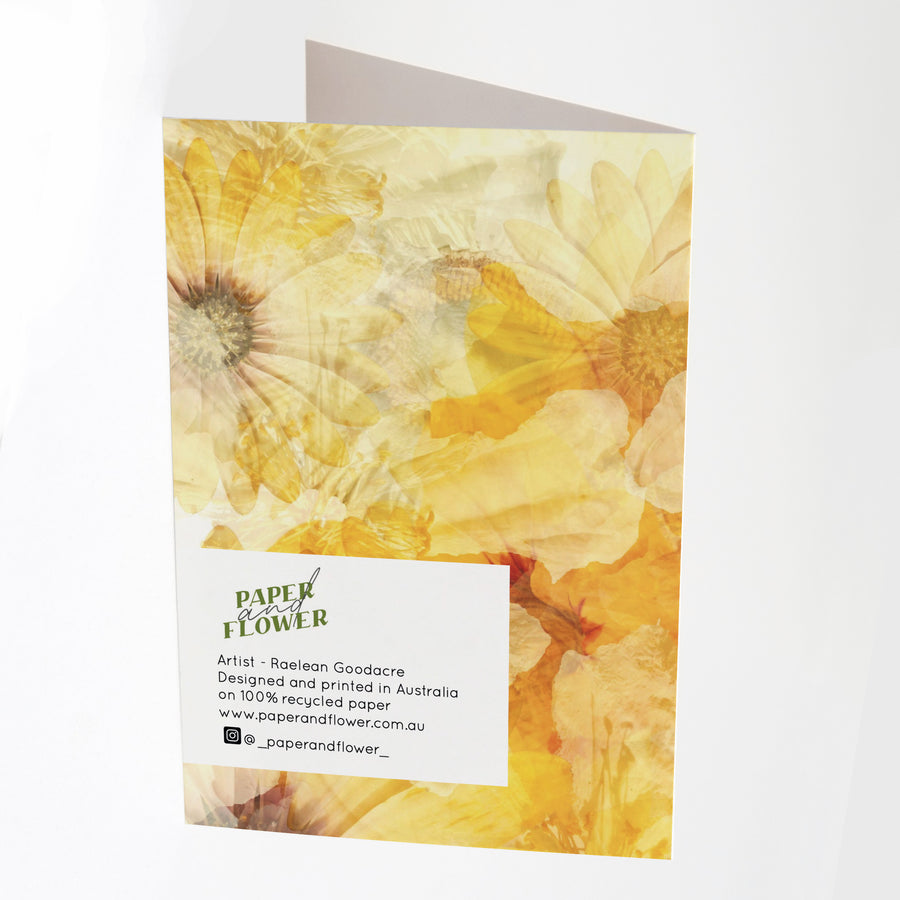 Daisy Garden Greeting Card Back | Paper and Flower Art