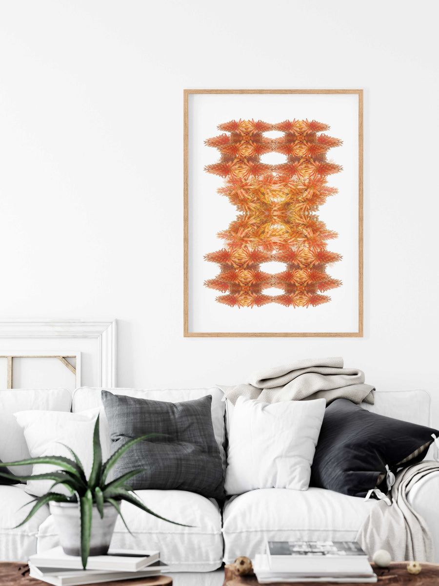 Orange Cactus Pattern Art Print | Paper and Flower | Floral Art Print