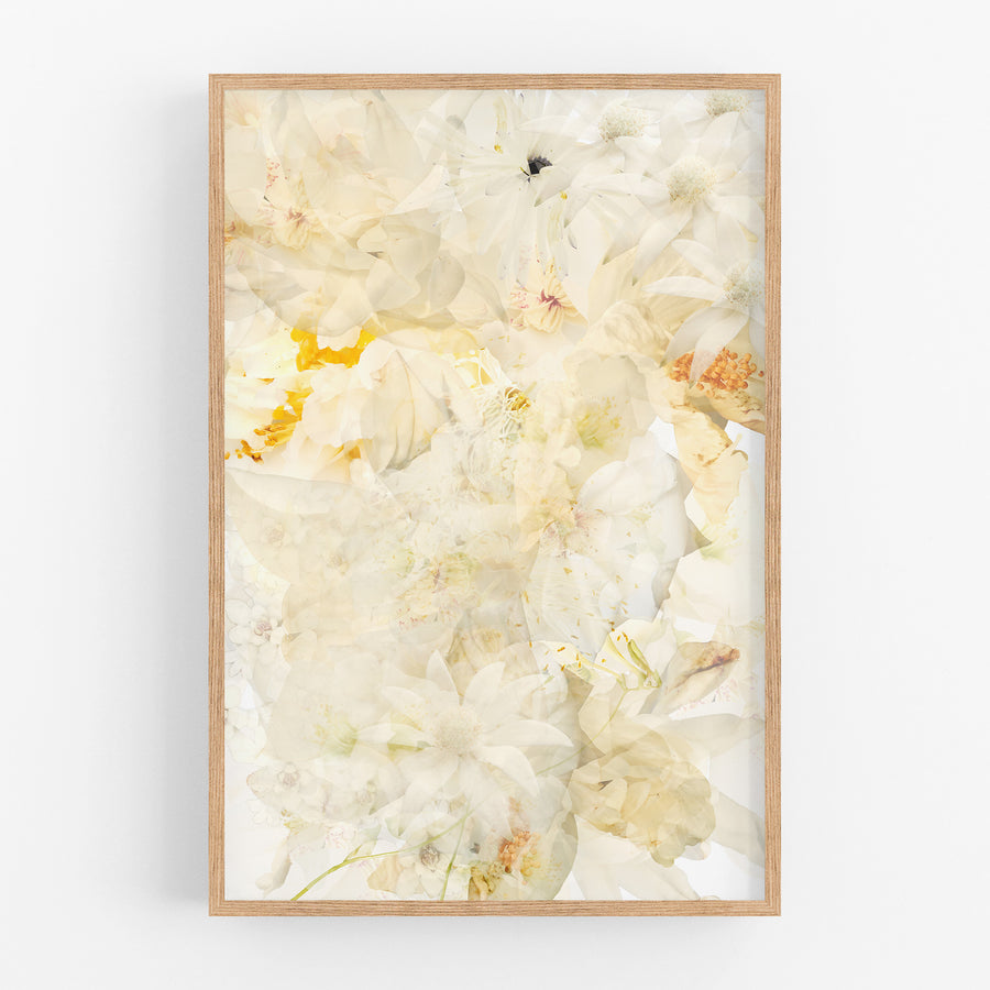 White Garden on Paper | Paper and Flower Art Print