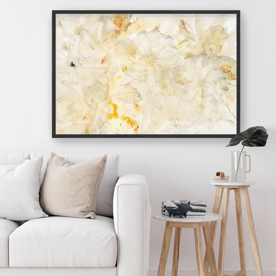 White Garden on Paper | Paper and Flower Art Print