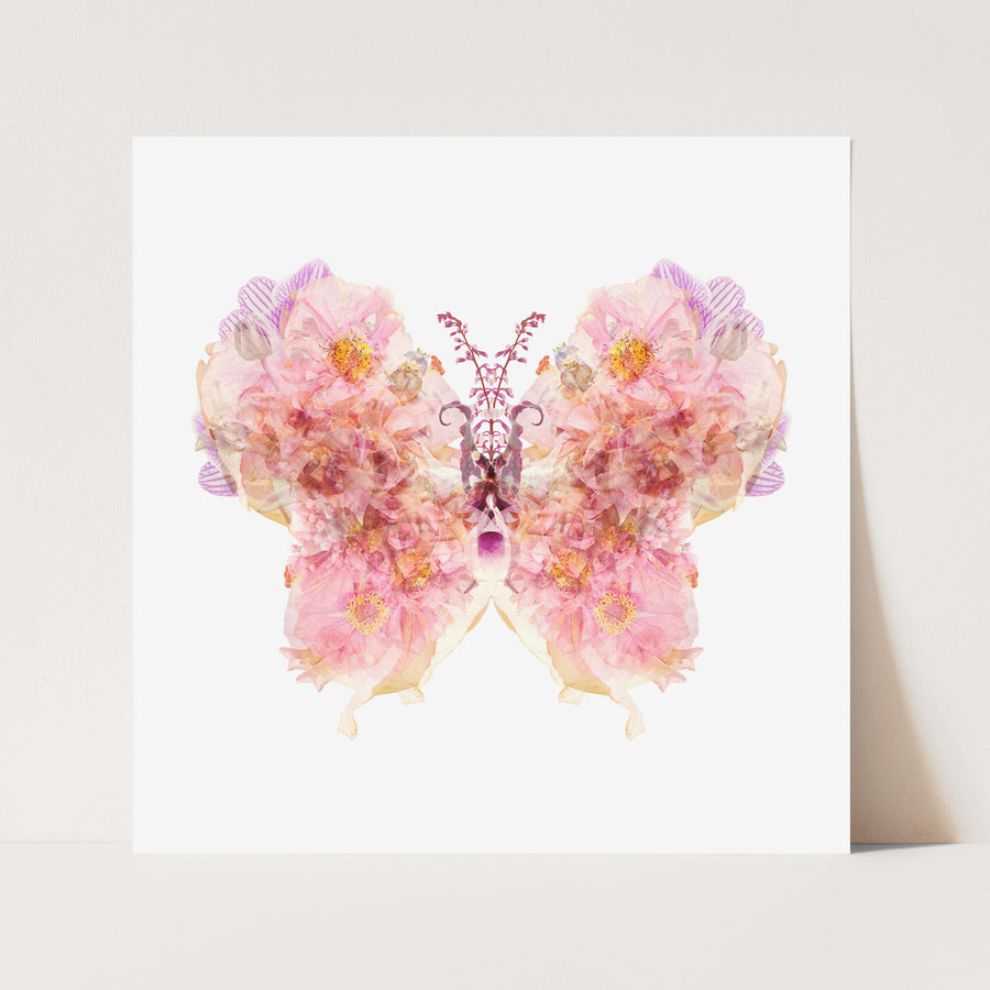 Pink Butterfly | Paper and Flower | Floral Art Print